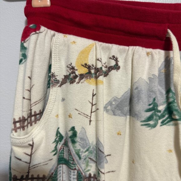 Burts Bees Baby Holiday Pajama Pants Size S Santa Reindeer Christmas Red - Picture 2 of 7